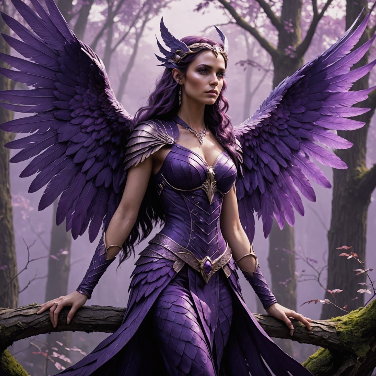 Beautiful Purple Harpy Woman
