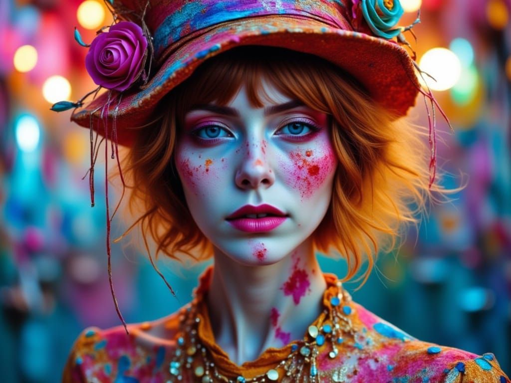 Euphoric Suburban Woman Portrait in Fantastical Realism