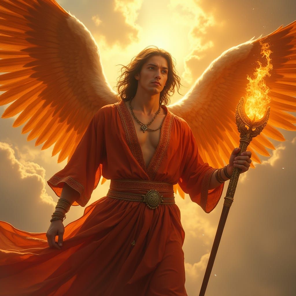 Majestic Archangel Nathaniel in Vibrant Celestial Colors