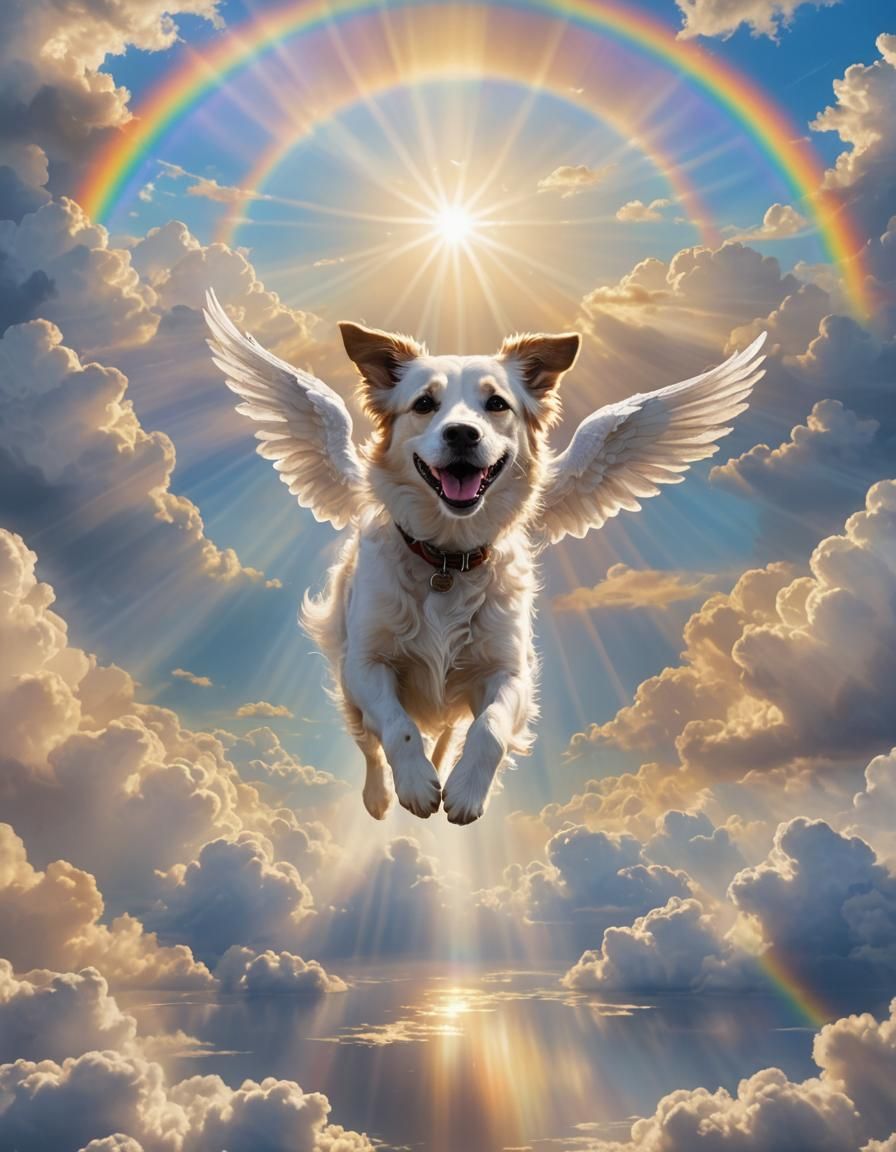 Angel Dog Running on Rainbow Bridge