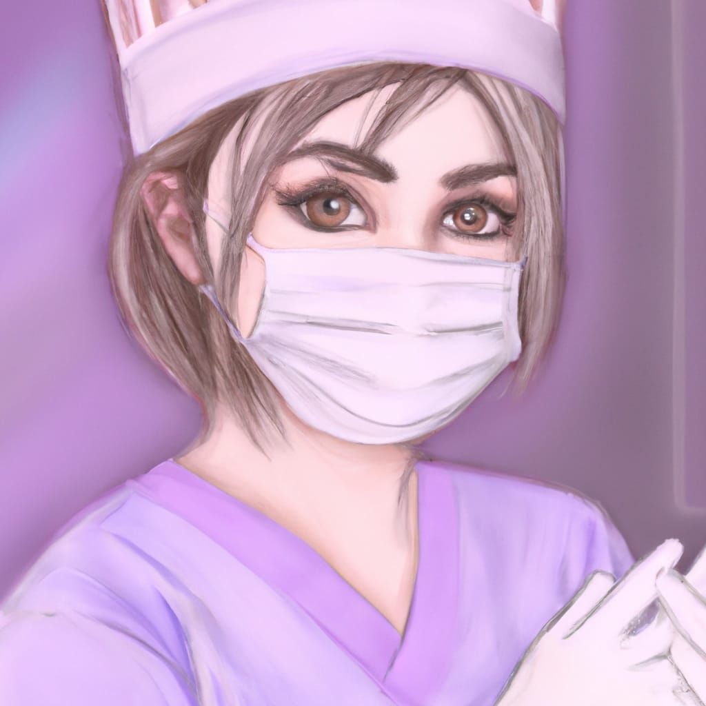 Anime Surgical Nurse with Rose Hair, Studio Ghibli Style