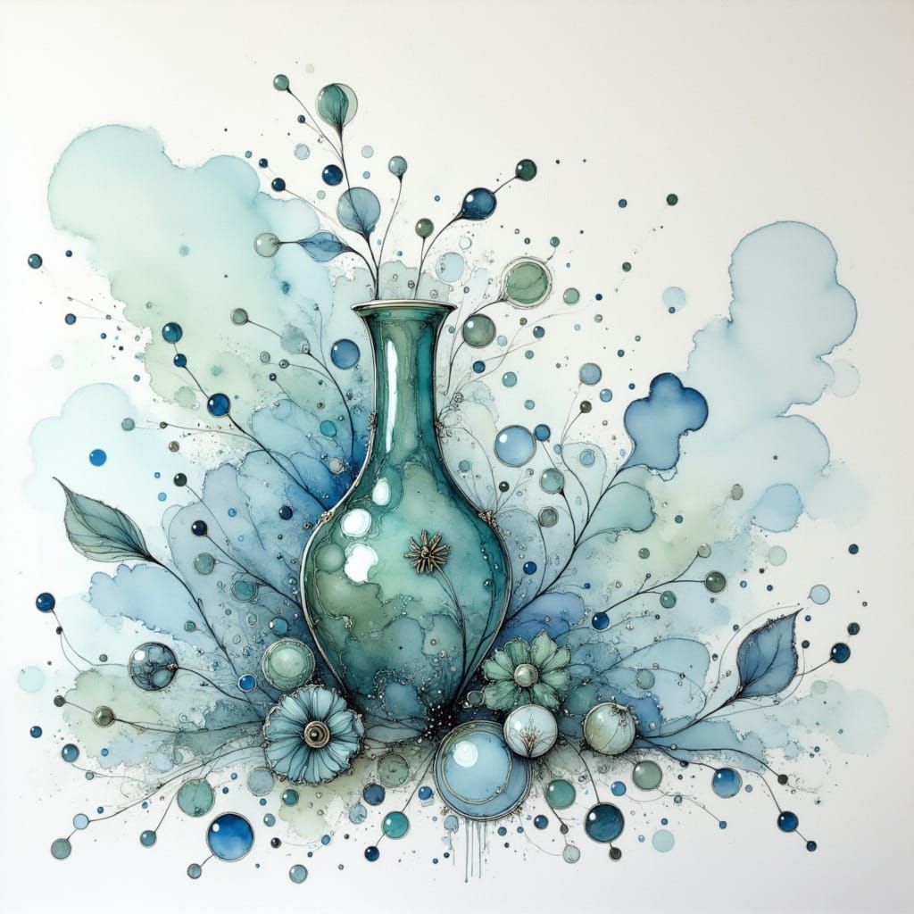 Glass Fragments Form Vase in Mysterious Atmosphere