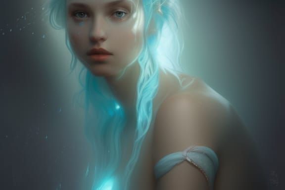 Crystalline Ice Queen Portrait in Art Nouveau Style