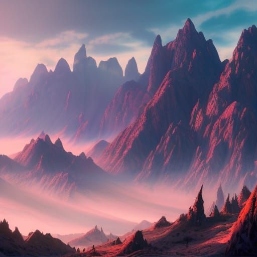 Mountain Sunrise: Detailed Matte Painting in 8k