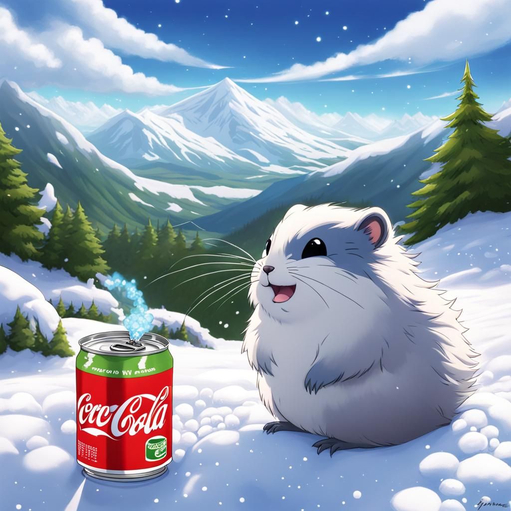Sneezing Lemming in Anime Style with Soda