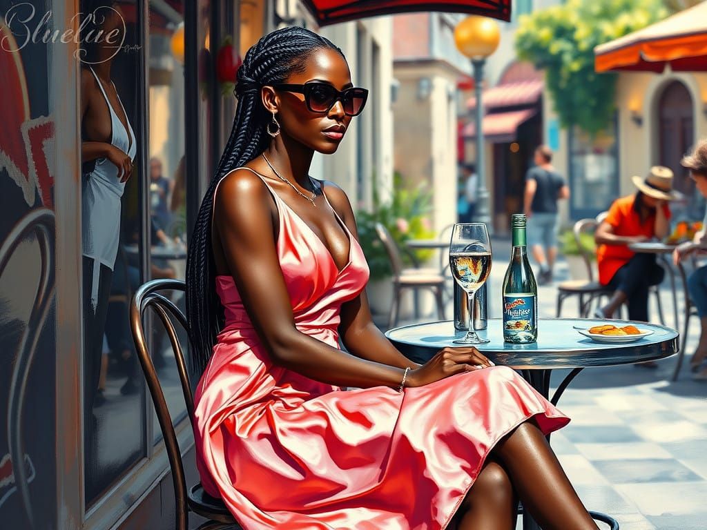 Elegant African Woman in Vibrant Satin Gown