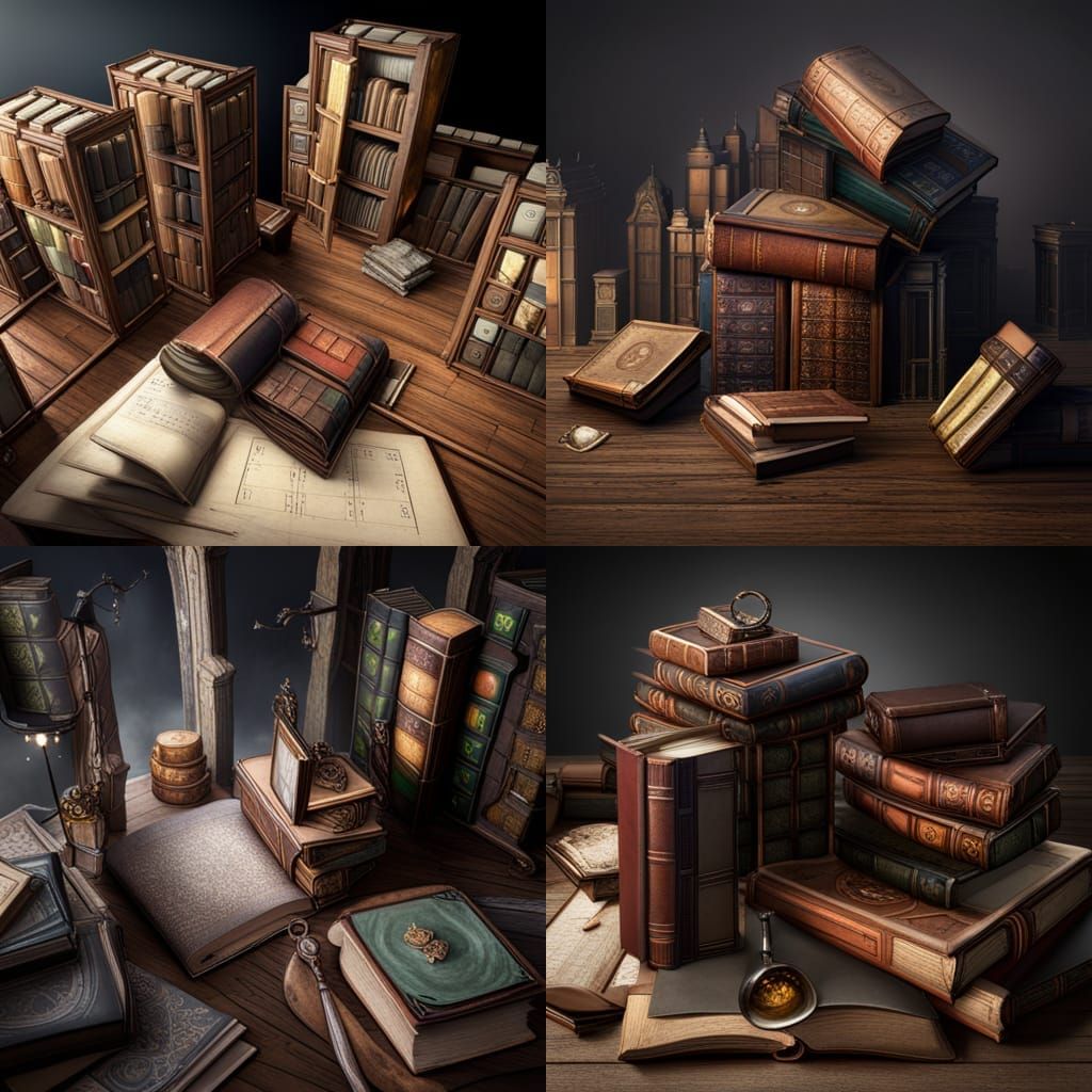 Detailed Matte Painting of Fantasy Books