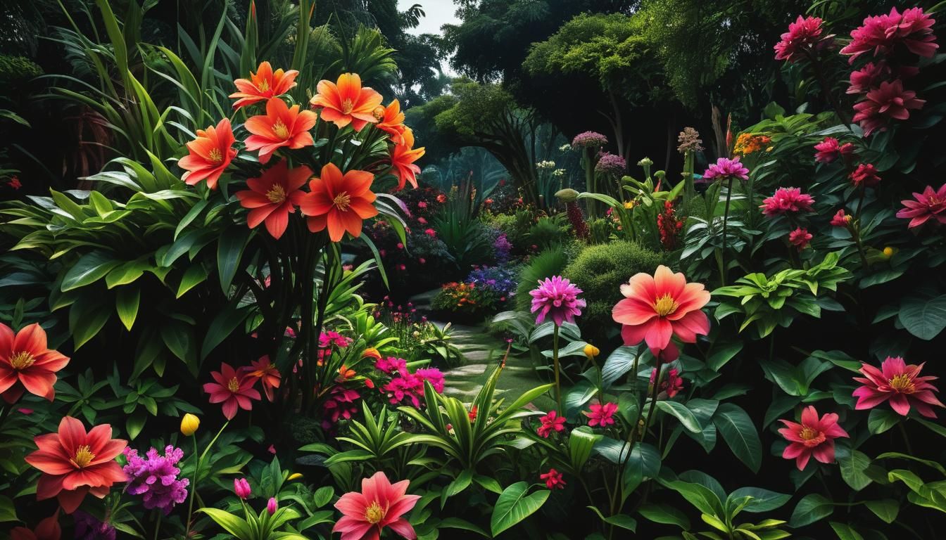 Hyperrealistic Exotic Flower Garden in Sharp Focus
