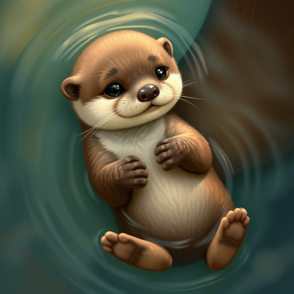Playful Otter Pup in Aquatic Dreamscape