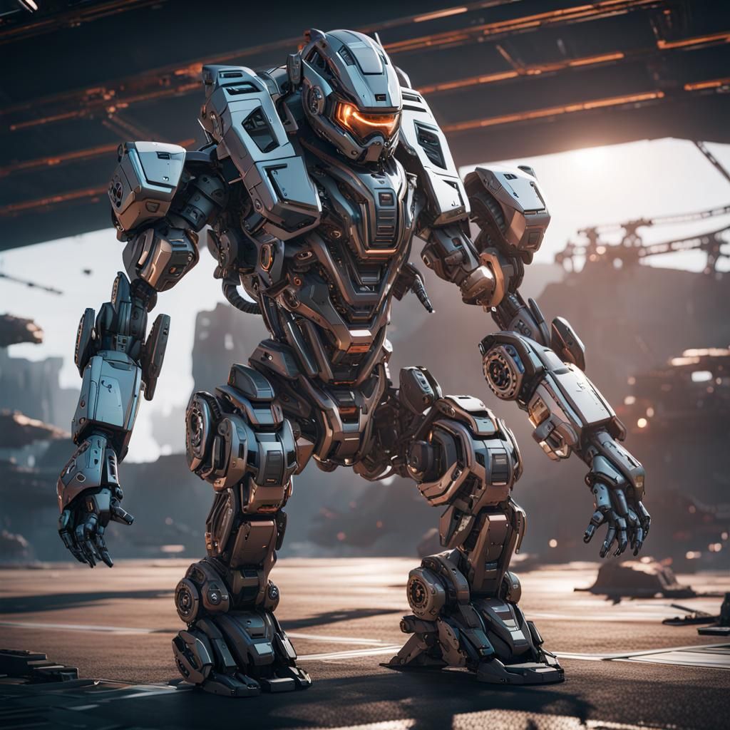 Man Driving Sci-Fi Mech Suit in 8K