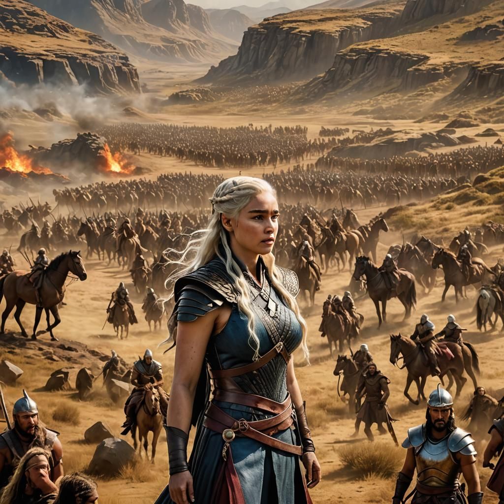 Daenerys Targaryen and Dothraki Horde in Essos