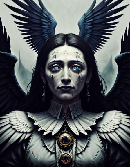Surreal Angel of Despair in Dark Muted Colors