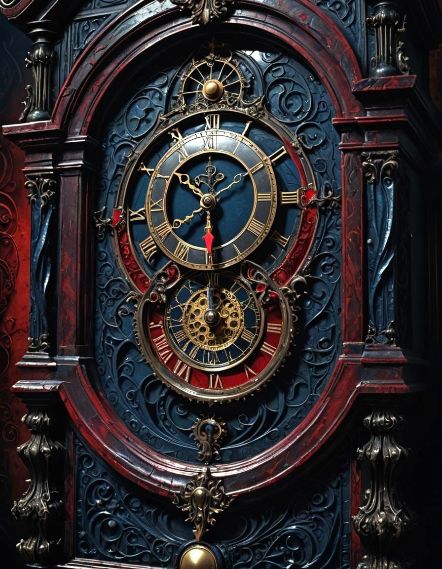 Surreal Grandfather Clock Stuck at Midnight
