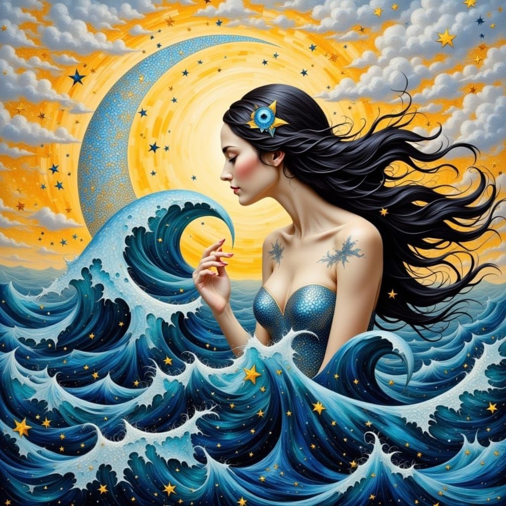 Siren of the Sea in Vibrant Celestial Style