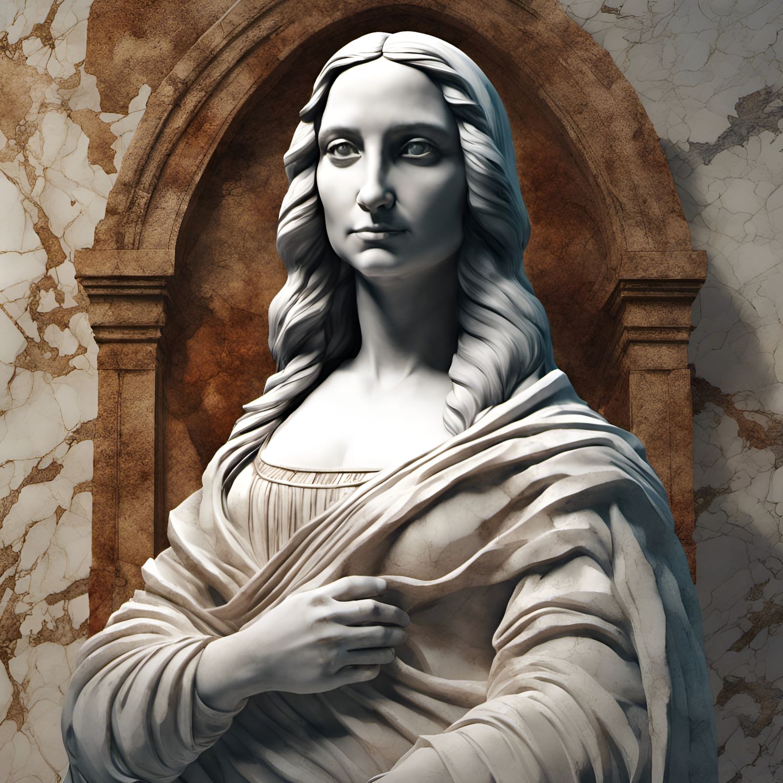 Mona Lisa Marble Statue as Digital Art