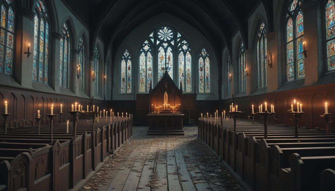 Abandoned Gothic Church in Surreal Decay