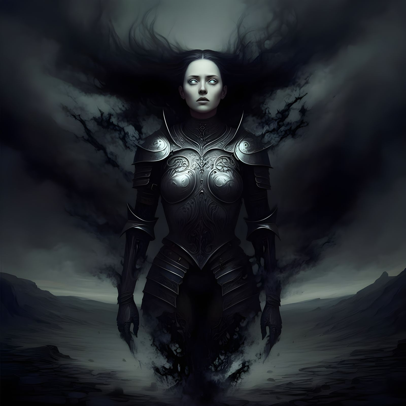 Woman of Shadow and Smoke in Armor