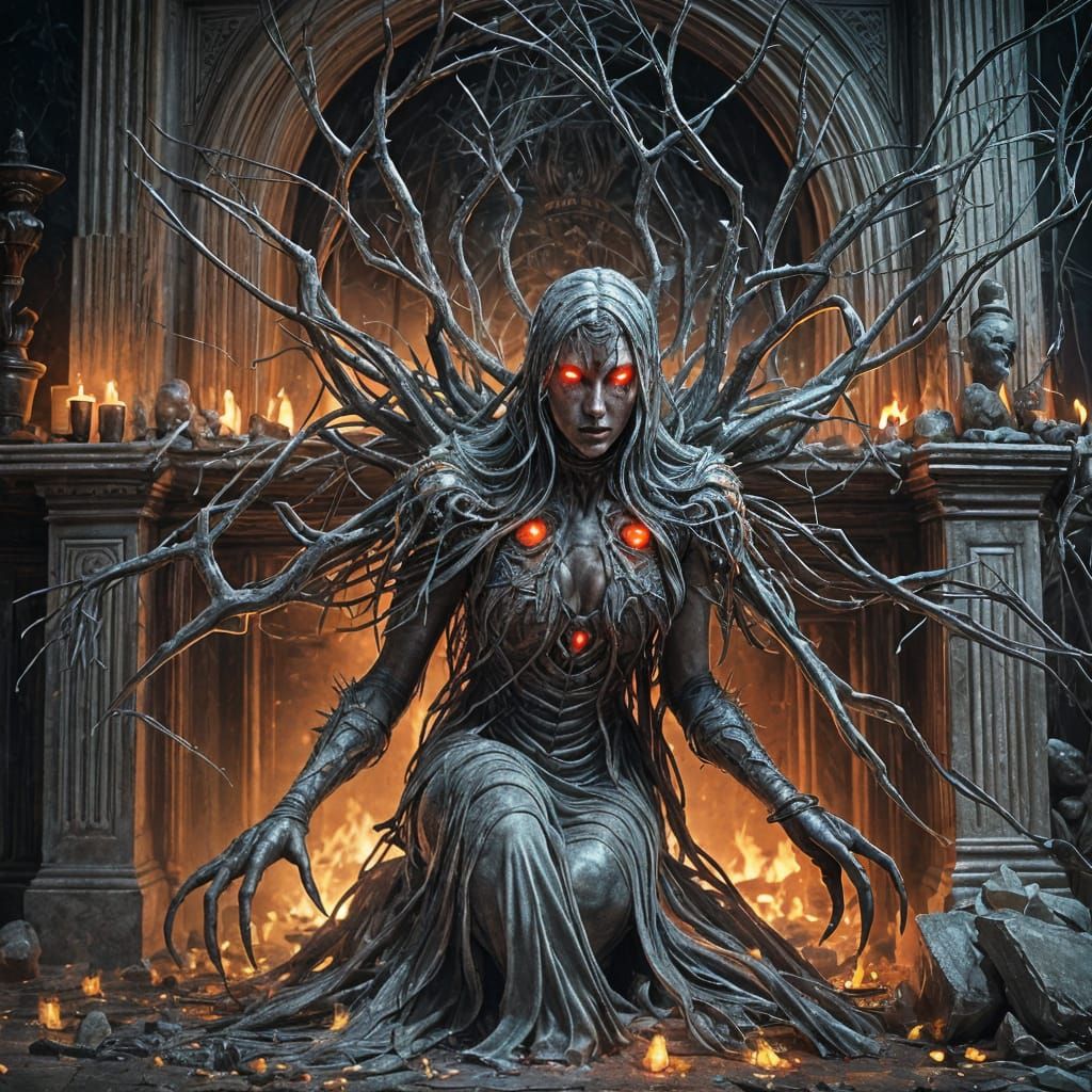 Ghost Emerges from Fireplace in Hyperdetailed Concept Art