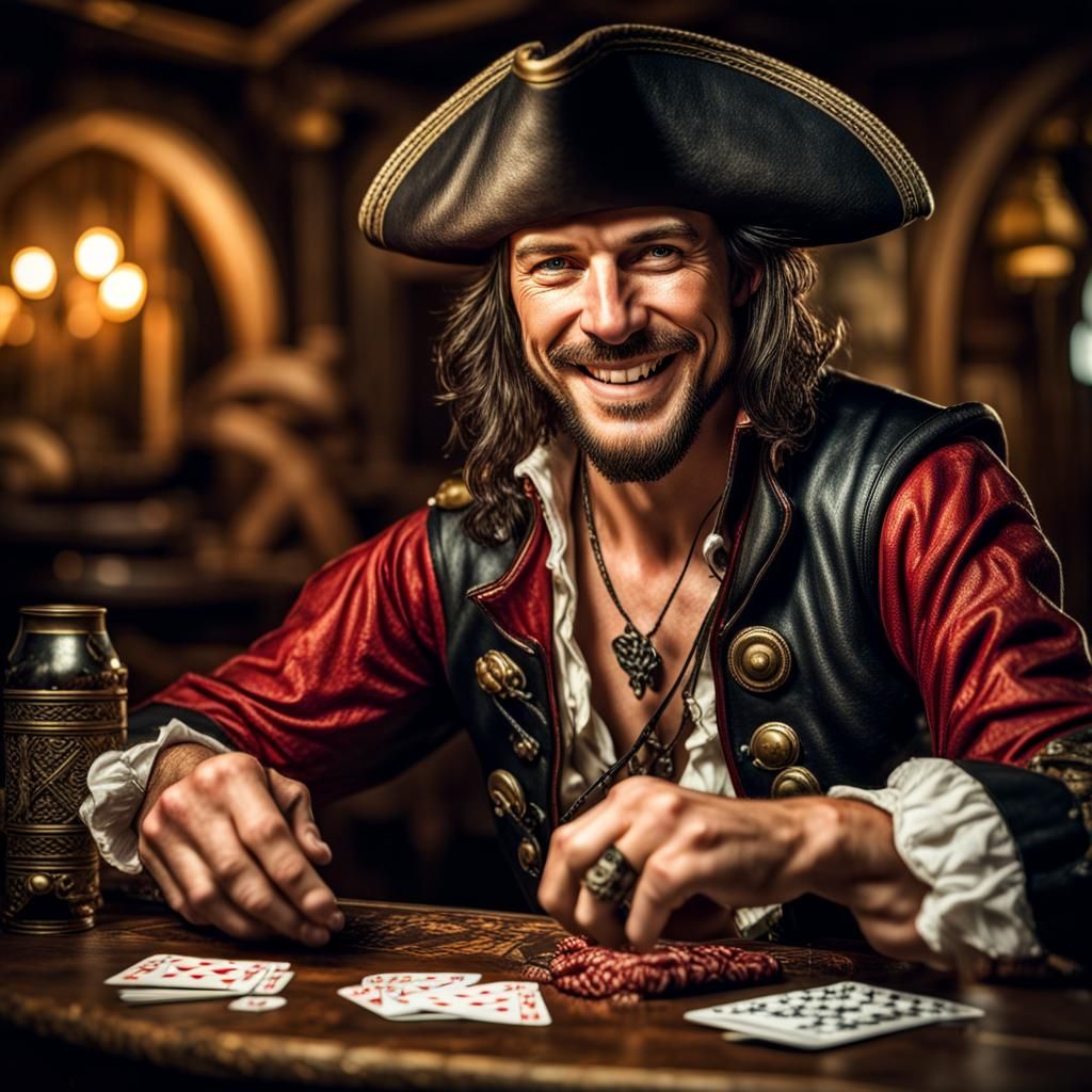 Hyperrealistic Pirate Card Game in Moody Tavern
