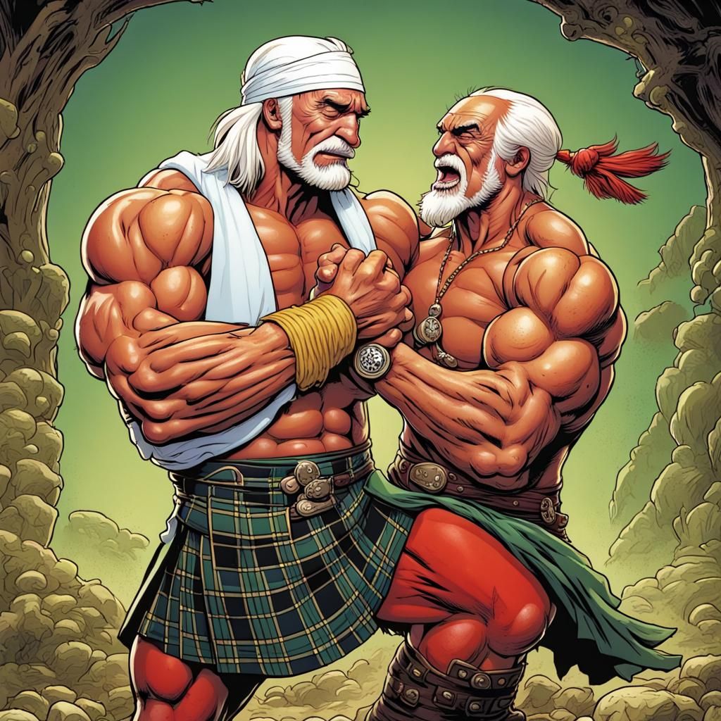 Hulk Hogan vs Kilted Weasel Comic Art