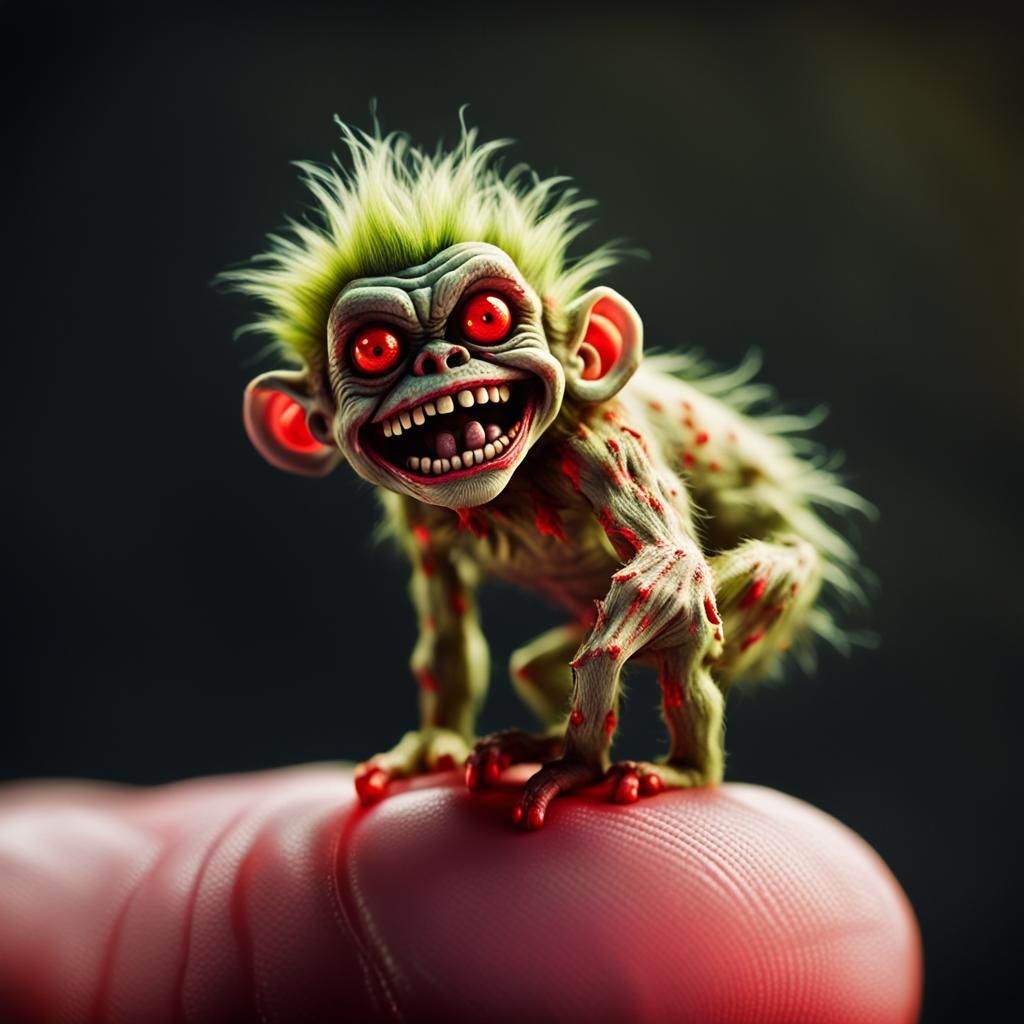 Creepy Zombie Monkey Clown Portrait in Horror Comic Style