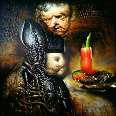 Surreal Biomechanical Landscape in Giger Style