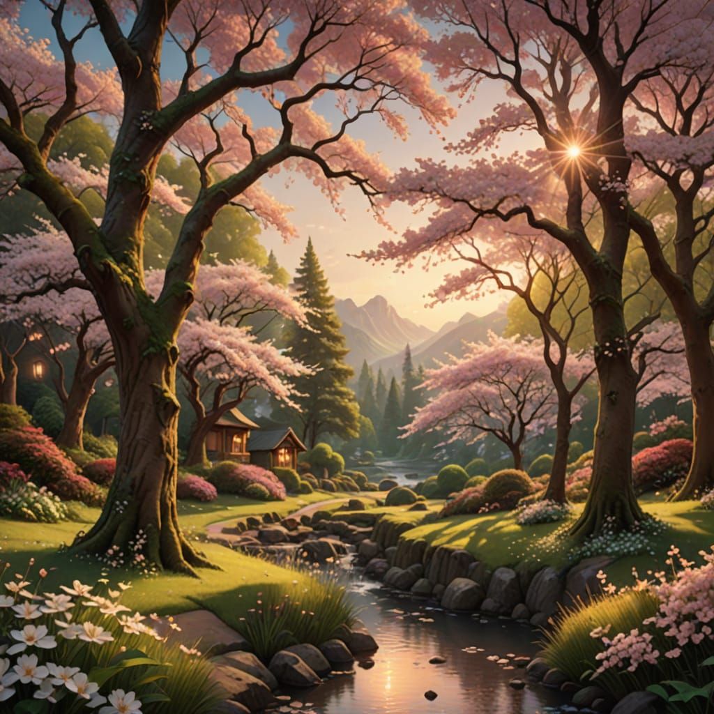 Whimsical Forest Romance in Warm Golden Light