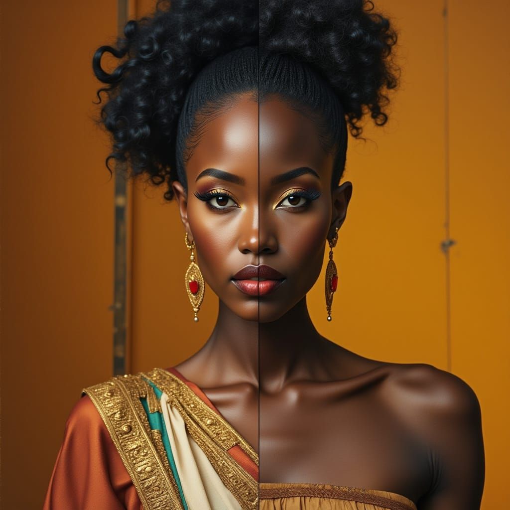 Dual Portrait of Youthful and Elder Black Women