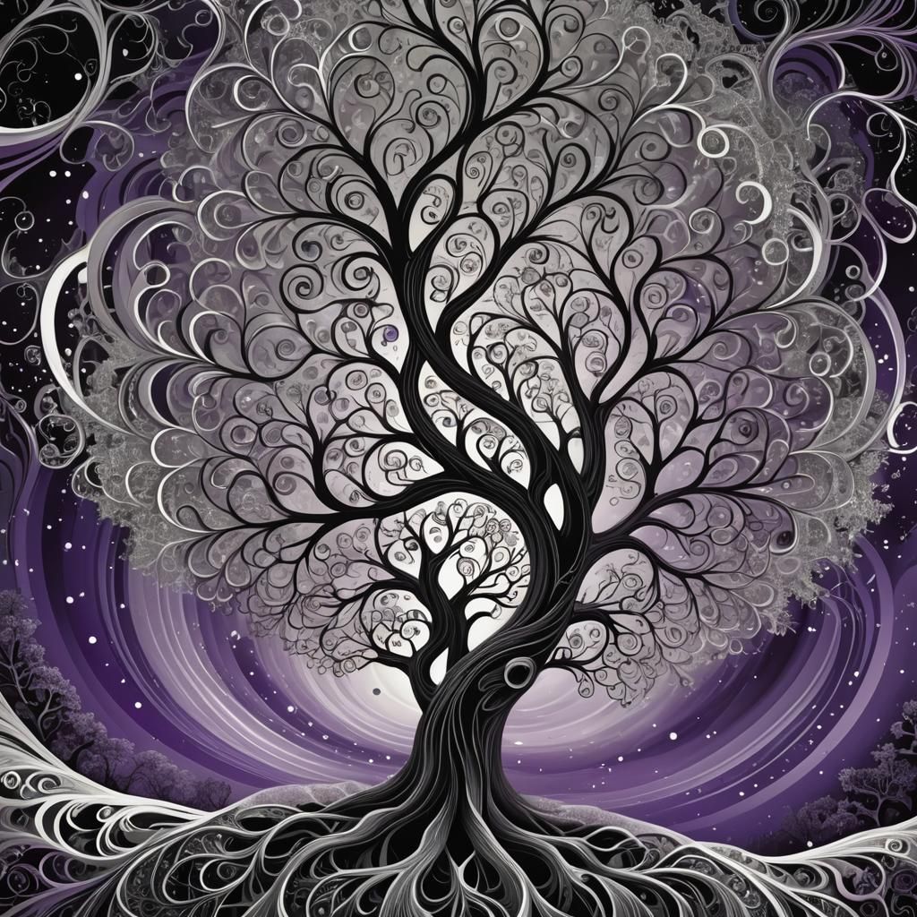 Abstract Fractal Tree in Zentangle Style