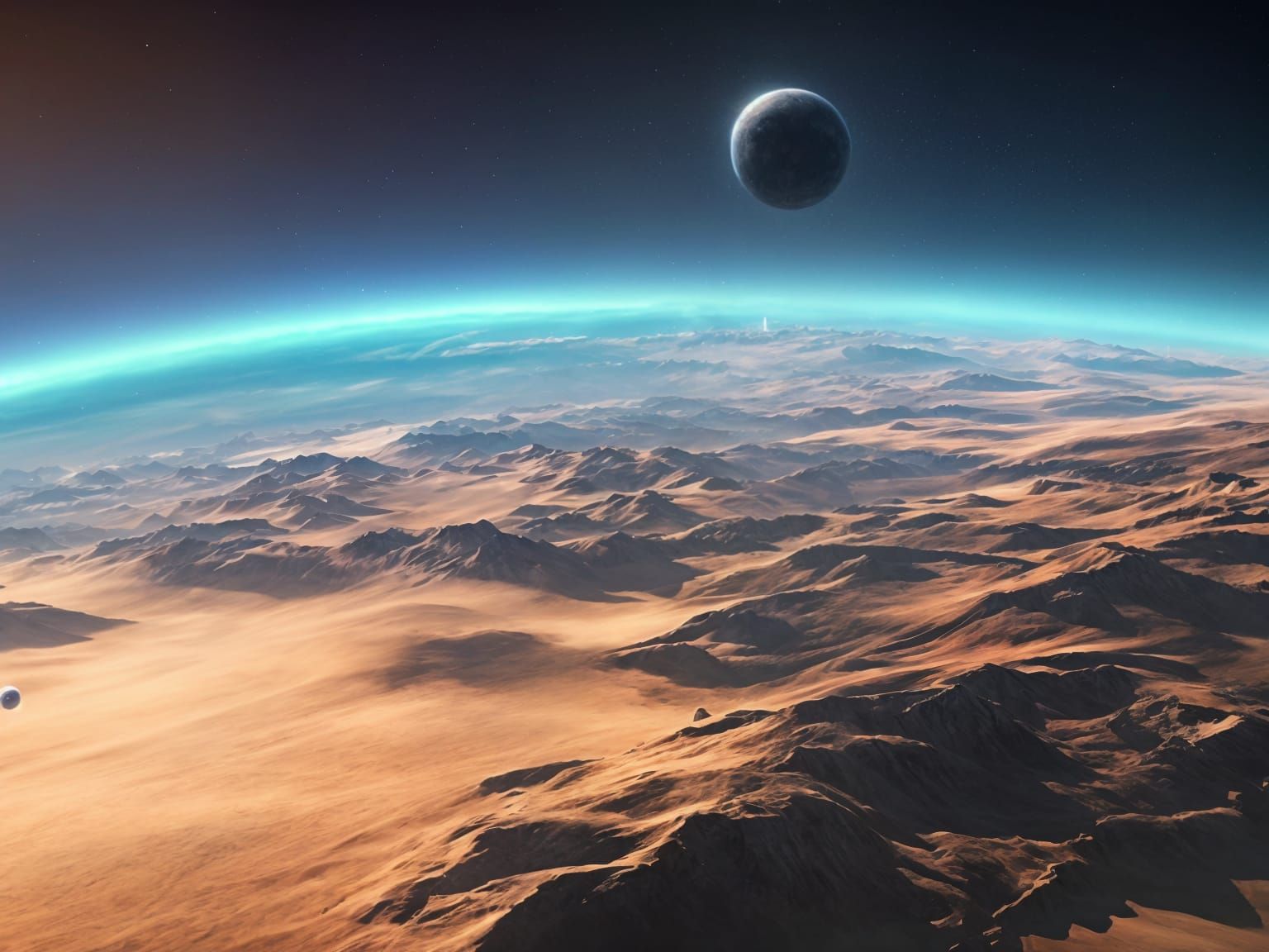 Ethereal Spaceship Flies By Blue Green Planet