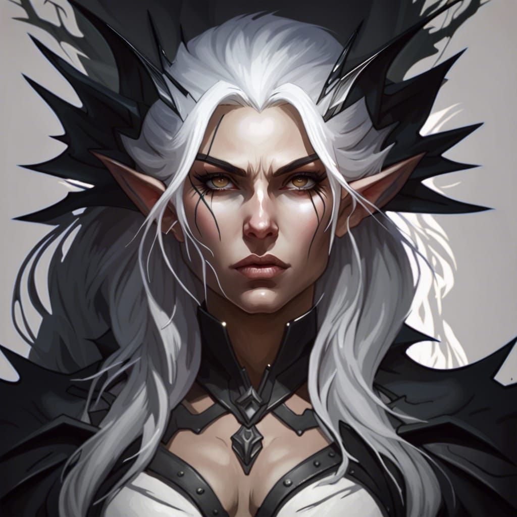 Angry Half-Elf Portrait in Hyperdetailed Digital Art