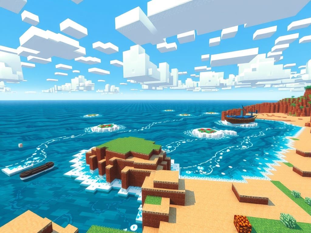 Blocky Minecraft Landscape by Serene Ocean