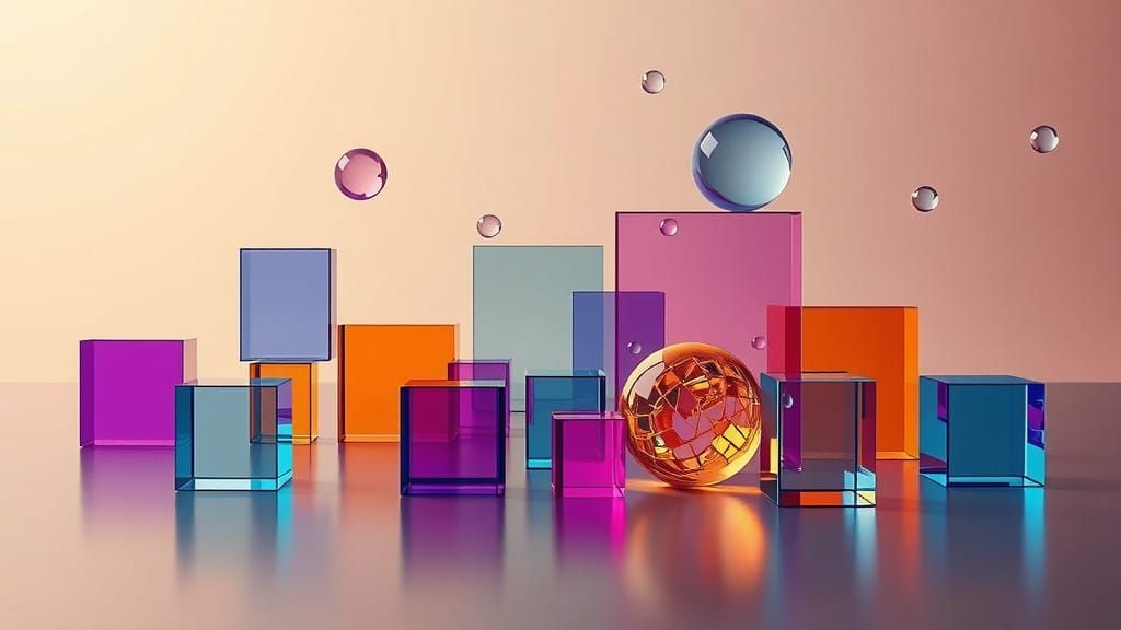 Dreamlike Holographic Glass Sculpture in Liminal Space