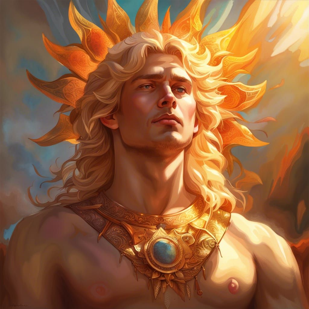 Photorealistic Sun God Portrait in Hyperdetailed Style
