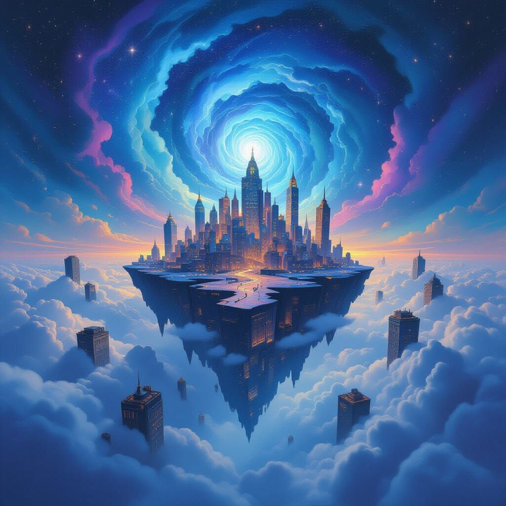 Upside Down Cityscape with Surreal Architecture