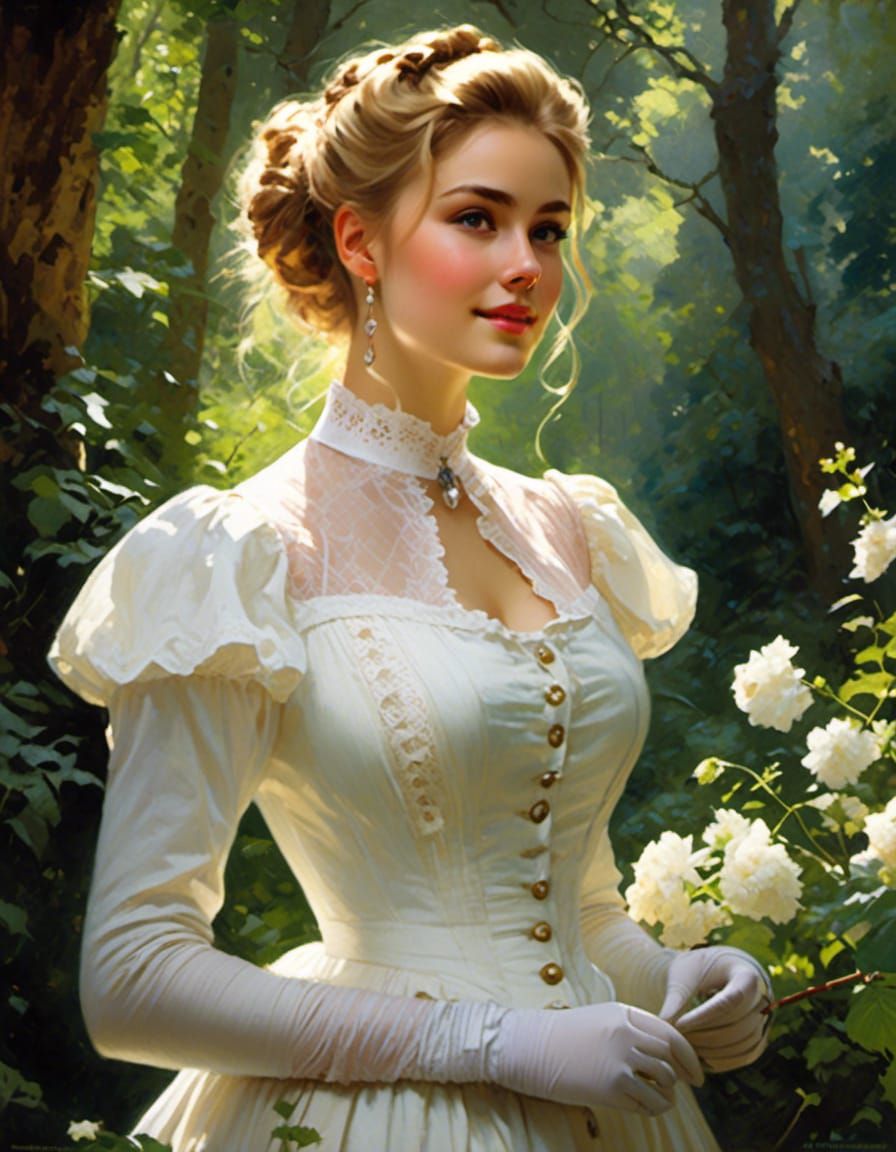 Victorian Woman in Mystic Garden Portrait