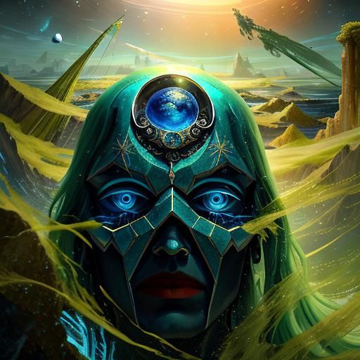 Epic Celestial Dance in Limpid Green and Blue