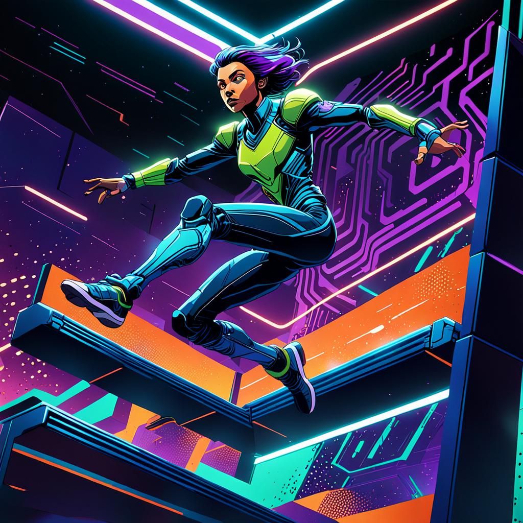 Futuristic Game Show Scene in Comic Book Style