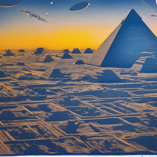 Egyptian Pyramids in Monochromatic Expressionism