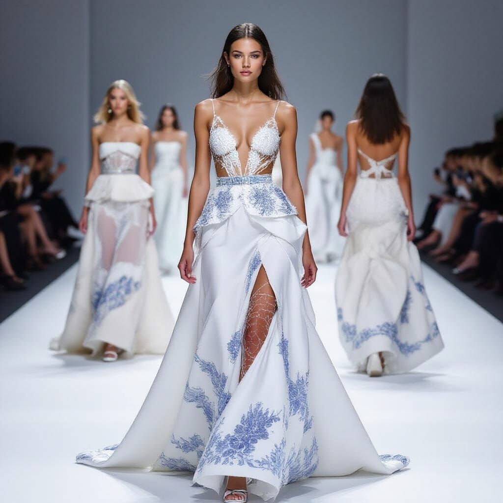 Elegant Legs in Floral Satin Skirt