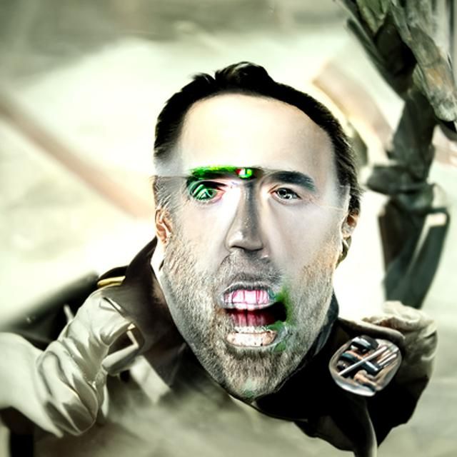 Dystopian Cage City with Nicolas Cage Figure