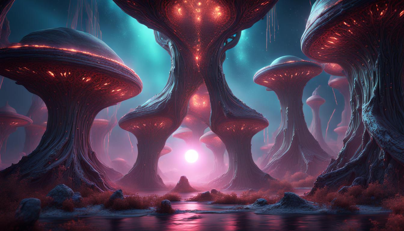 Crystalline Alien Dimension: Fantastical Concept Art