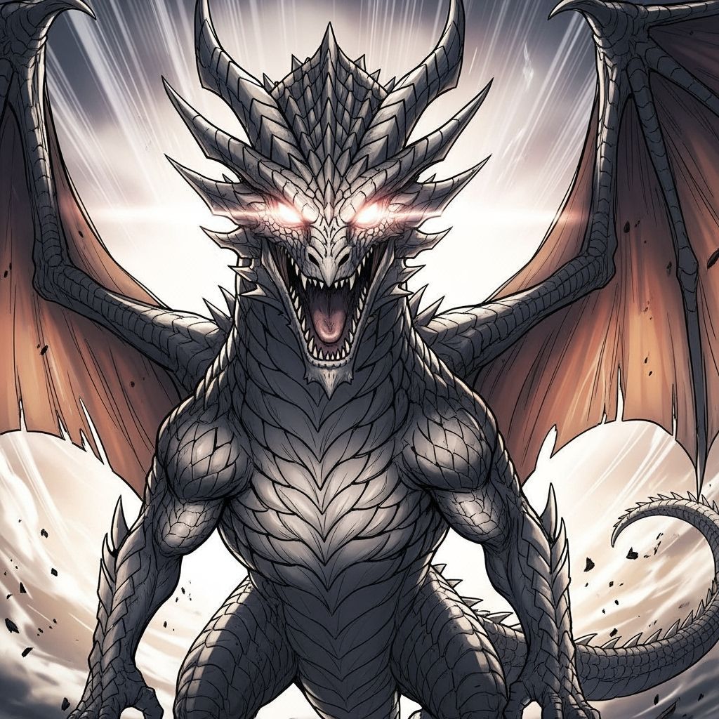 Majestic Dragon Roaring in Dynamic Anime Style