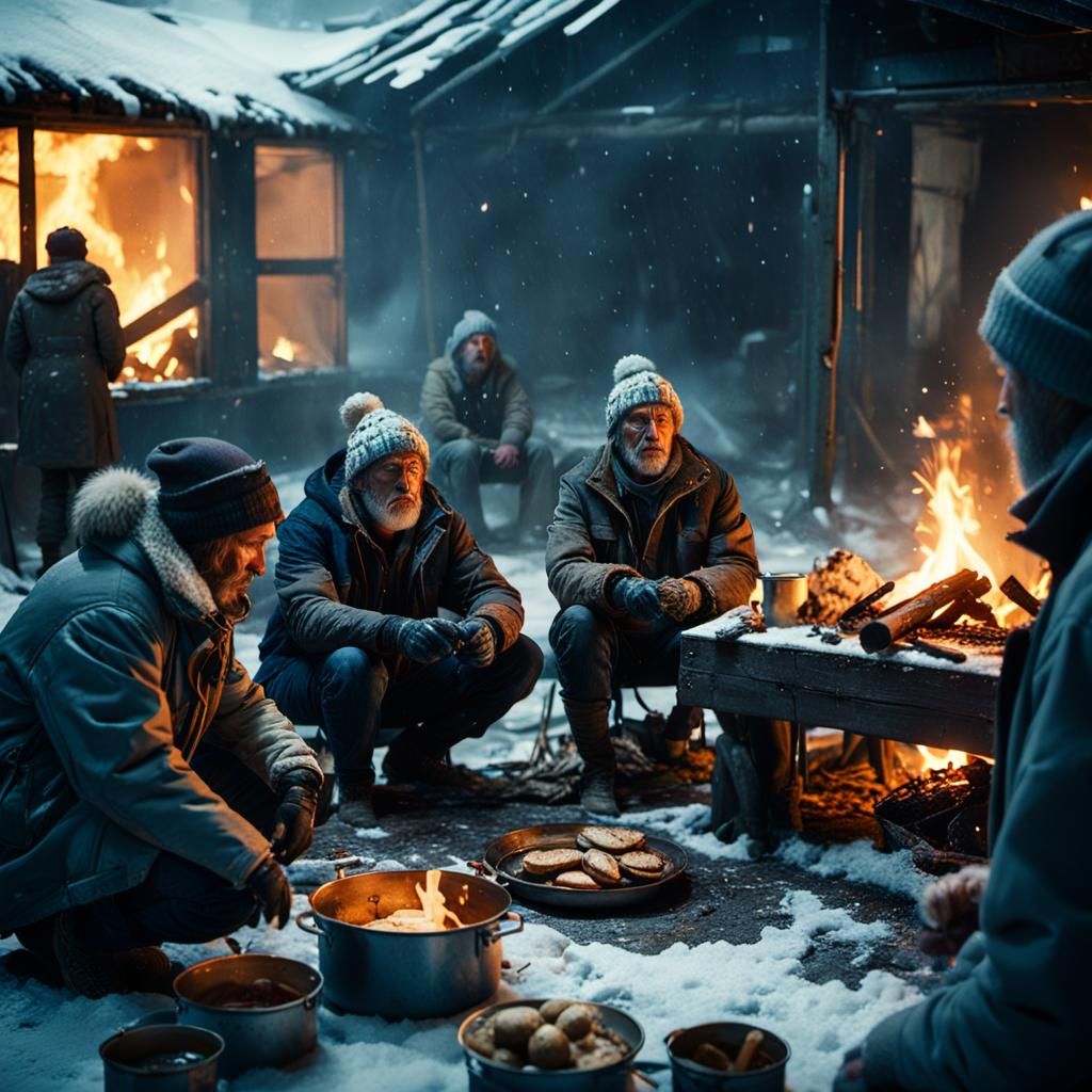 Epic Post-Apocalyptic Scene Illuminated by Warm Golden Light