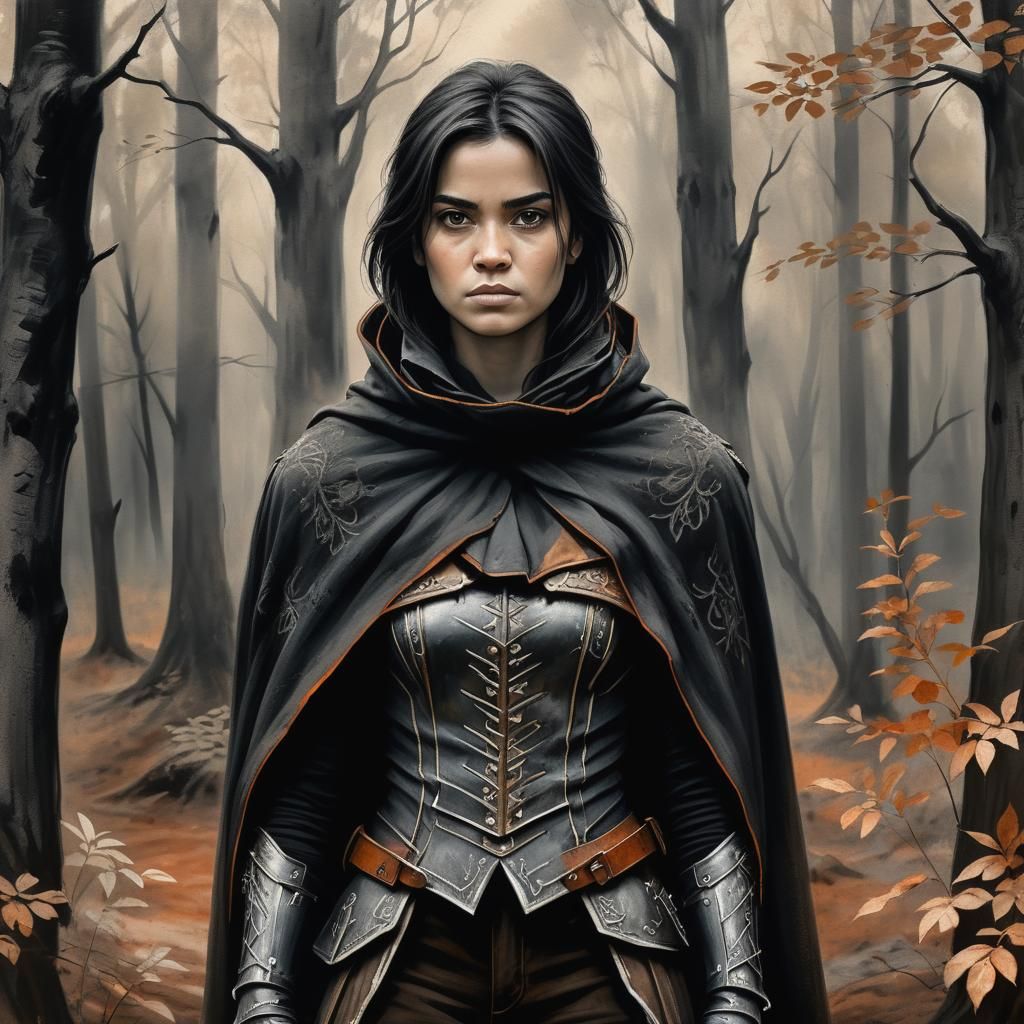 Ebony Haired Ranger in Faded Woodland