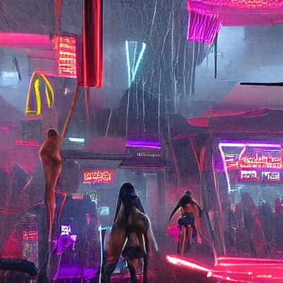 Cyberpunk Strip Club in Neon City 2099