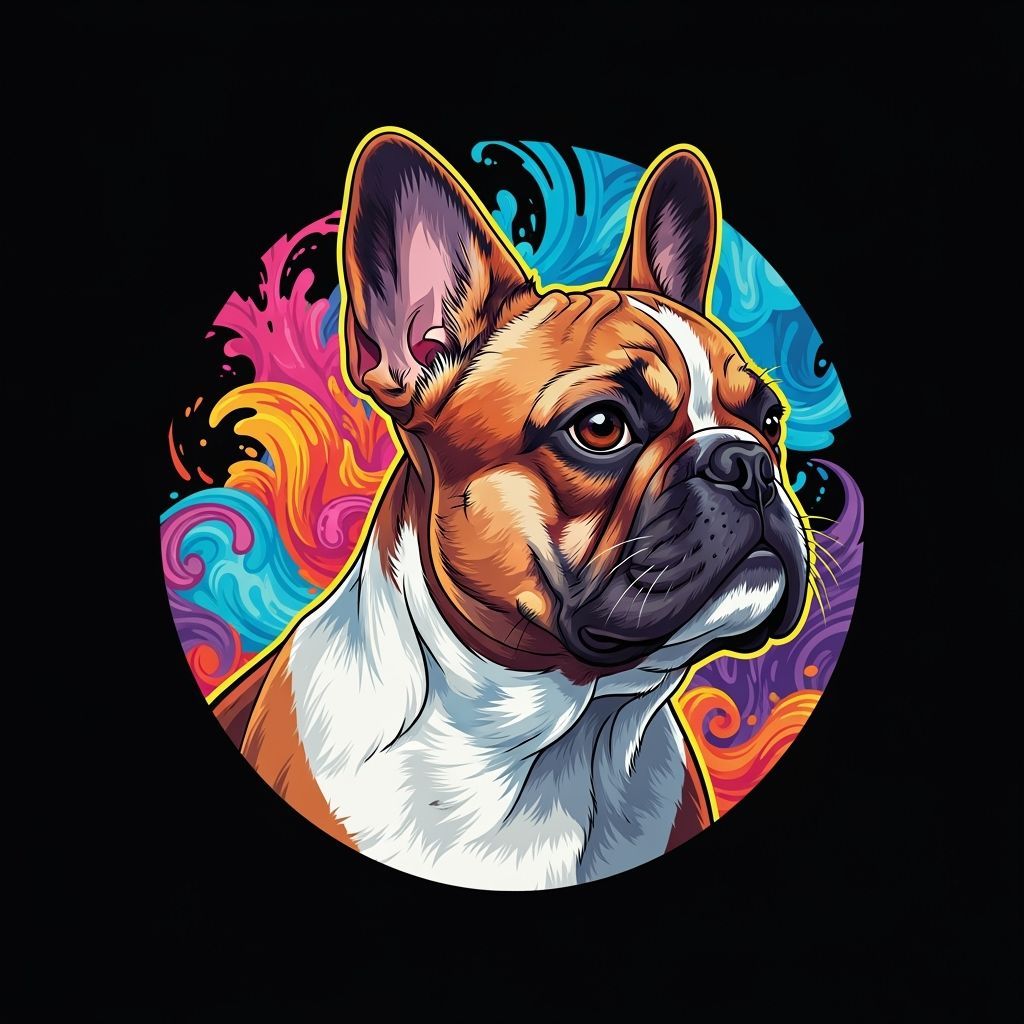 Vector French Bulldog Illustration with Abstract Background