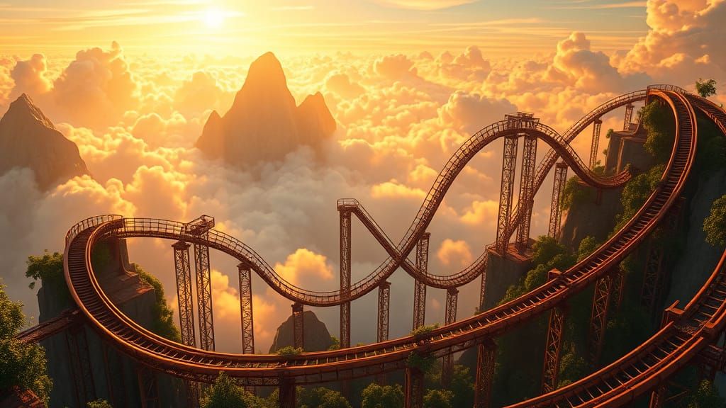 Epic Neo-Plein Art Roller Coaster in 8K, Dynamic Lighting, a...