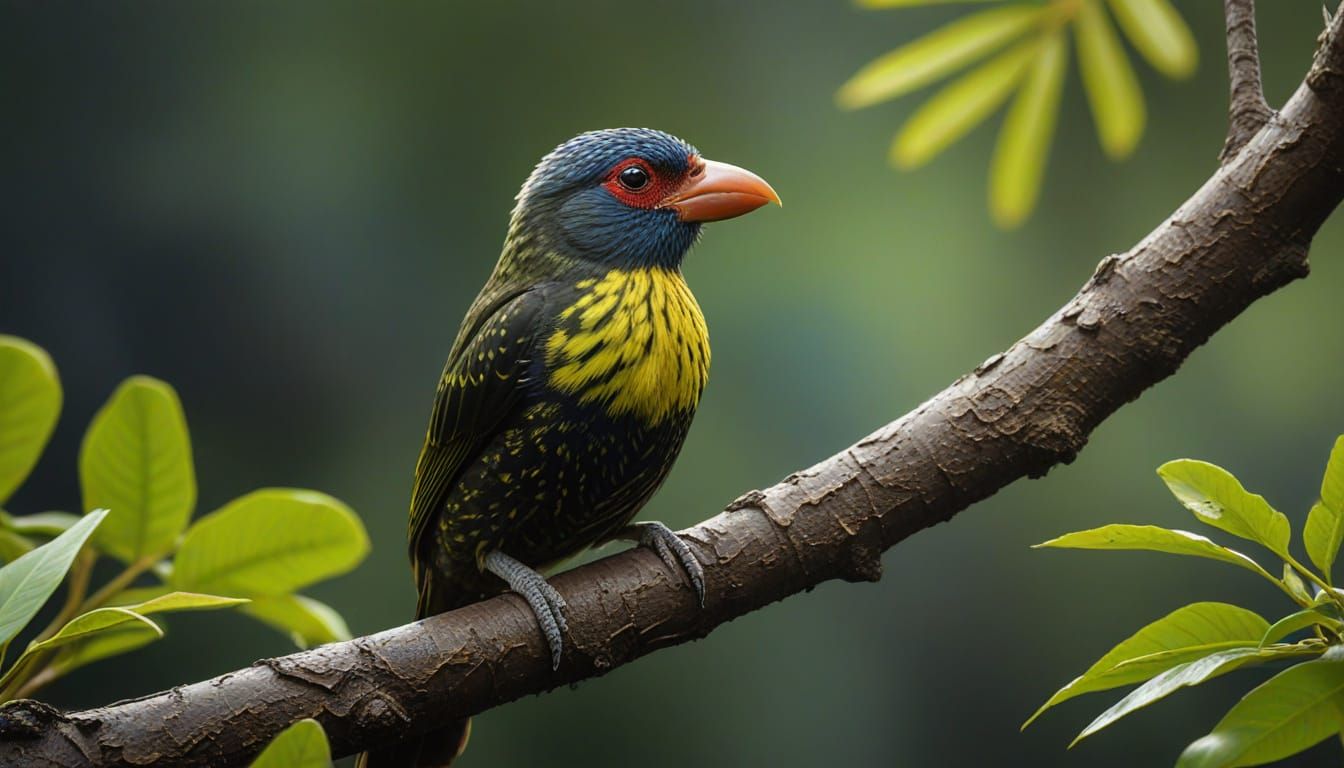 Yellow-Spotted Barbet in Dramatic Concept Art Style