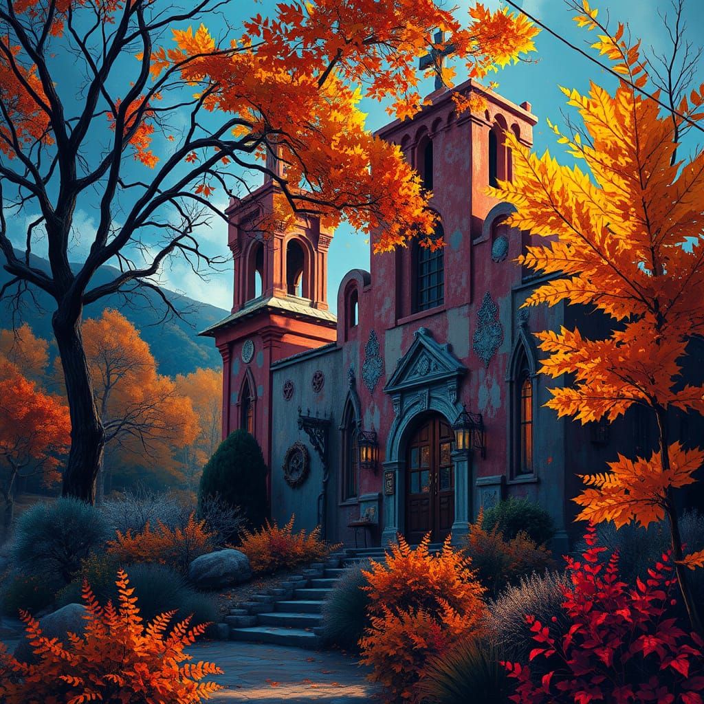 Hyperrealistic Autumn Colors in Santuario de Chimayo